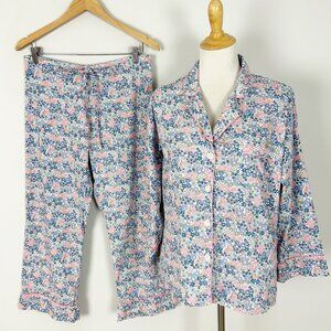 Lenora by Dina Yang Pajama Set Floral Boho Preppy Lounge Size Small Women's